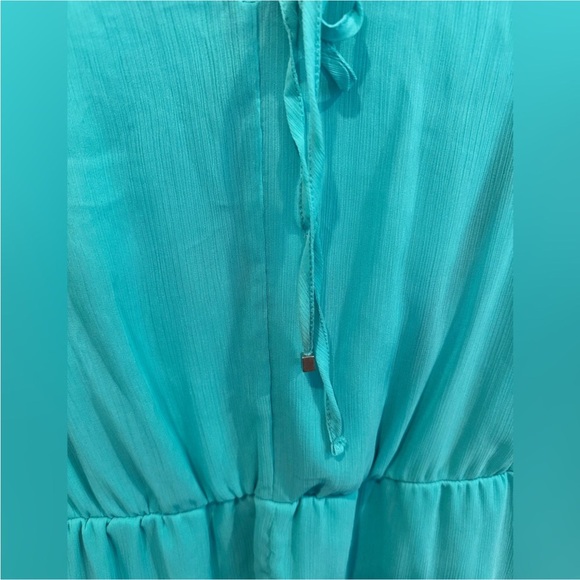 Express Green V-Neck Elastic Waist Mini Dress Small Beach Vacation Brunch - Picture 6 of 7